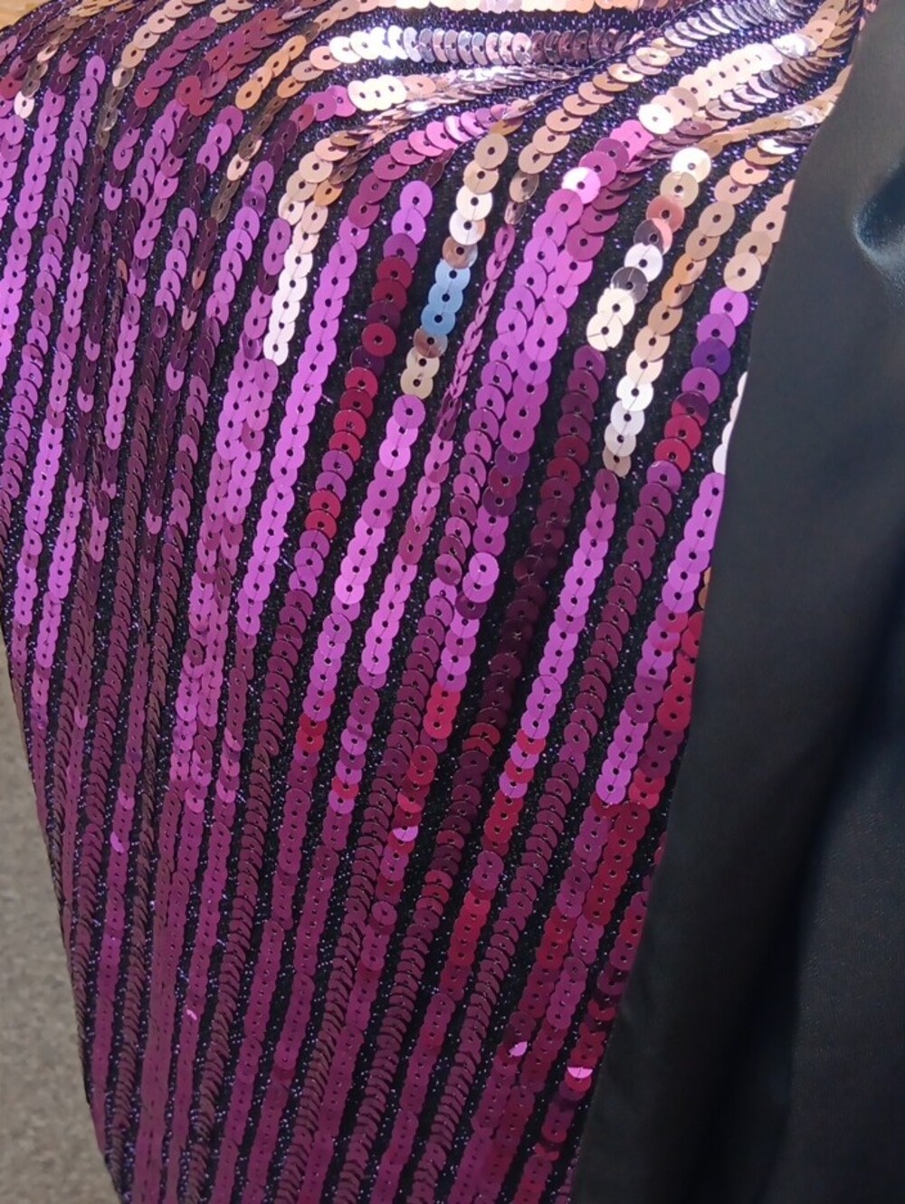Vintage USA Made Ombre Sequin Maxi Dress with Deep V - Purple/Gold - Picture 15 of 15